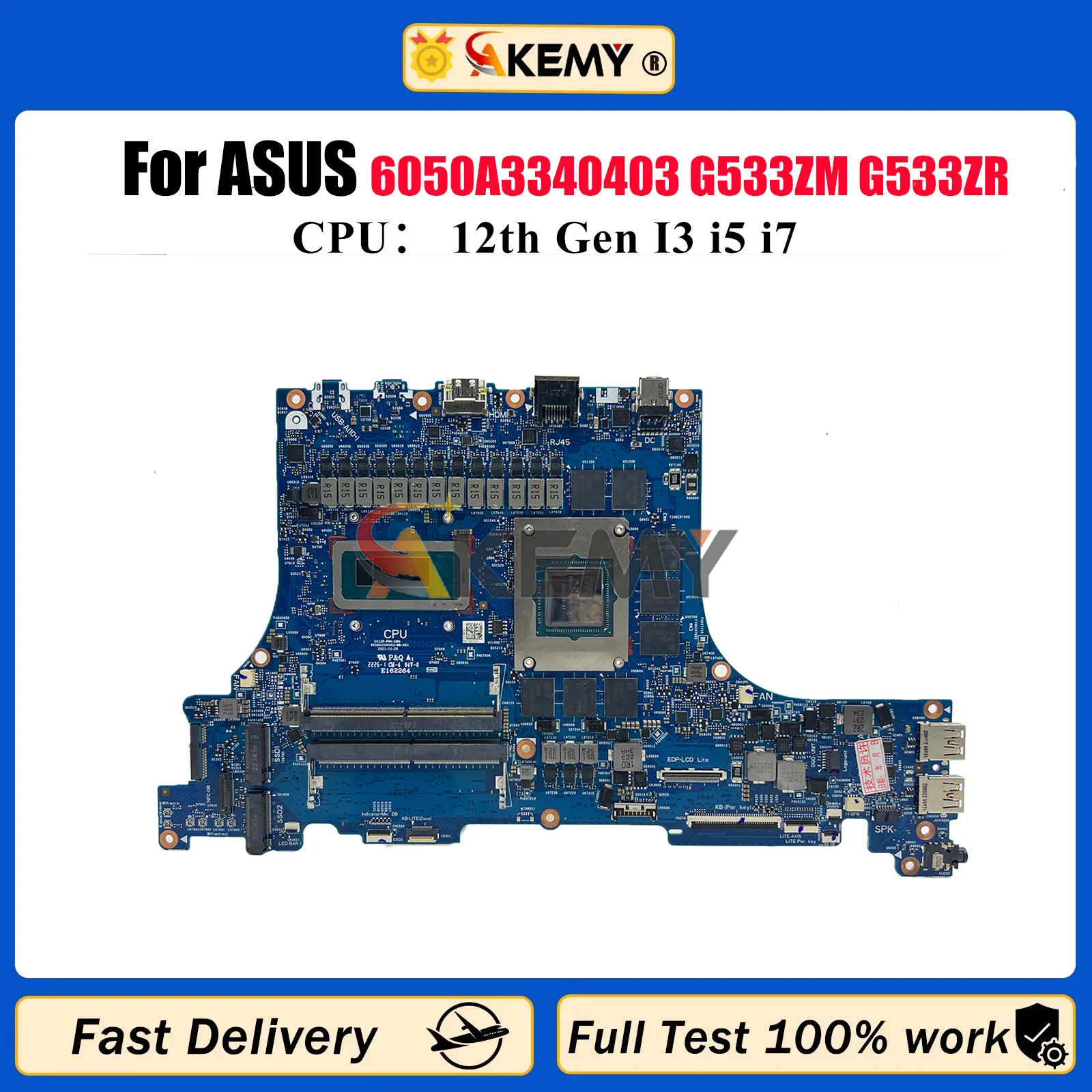 6050A3340403 Laptop Motherboard For ASUS ROG Strix SCAR 15 G533Z G533ZM G533ZR G533ZS Mainboard With 12th Gen I3 i5 i7 tests OK
6050A3340403 Laptop Motherboard For ASUS ROG Strix SCAR 15 G533Z G533ZM G533ZR G533ZS Mainboard With 12th Gen I3 i5 i7 tests OK