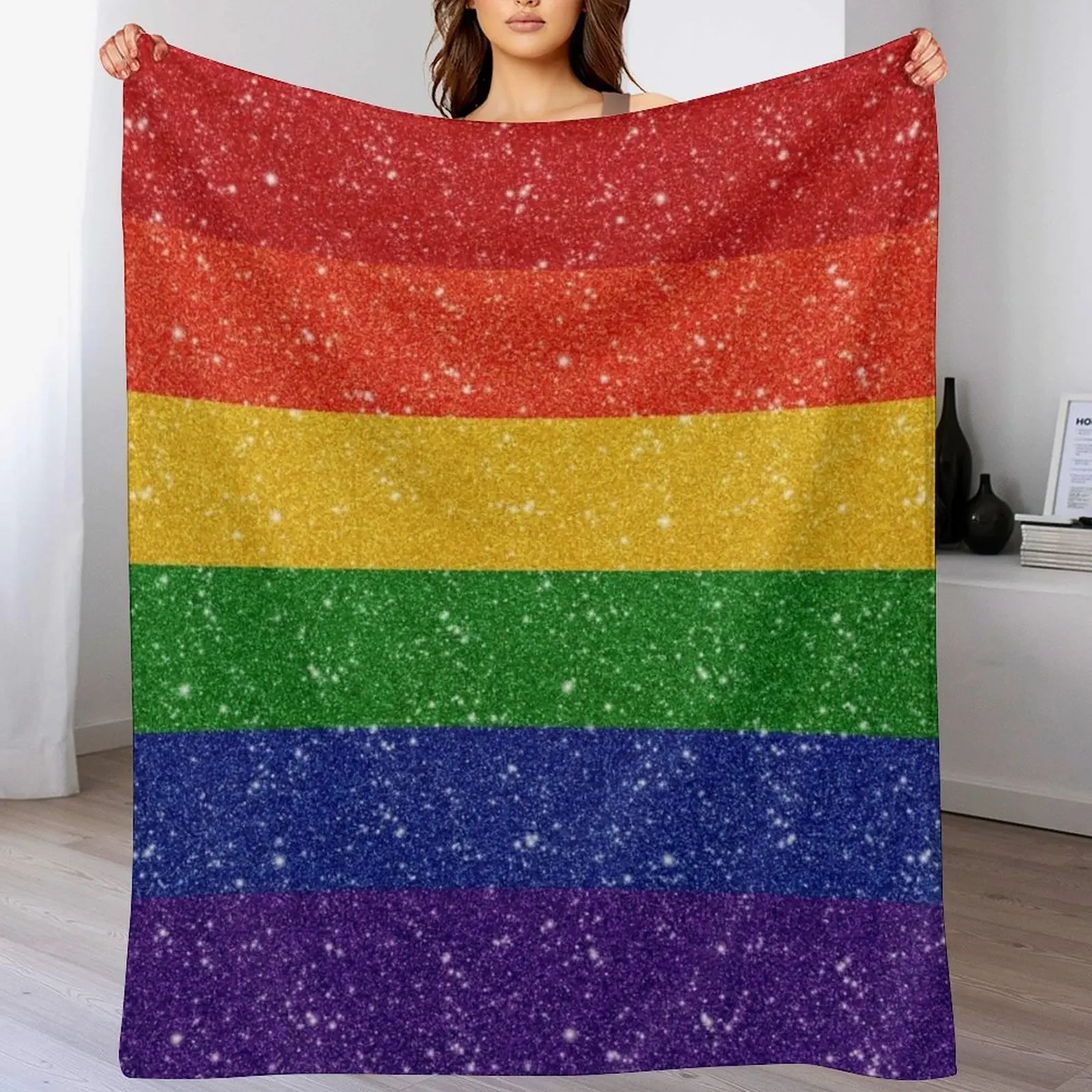 Faux Glitter LGBTQ Pride Rainbow Flag Background Throw Blanket Decorative Soft Throw Blanket for Couch Sofa
Faux Glitter LGBTQ Pride Rainbow Flag Background Throw Blanket Decorative Soft Throw Blanket for Couch Sofa