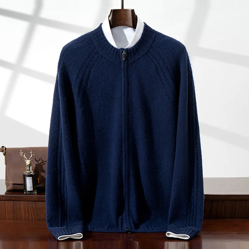 Осень-зима, новый мужской кардиган, 100% чистый кашемир, вязаная куртка, полуводолазка, утолщенная двойная молния, свитер с рукавами реглан
Осень-зима, новый мужской кардиган, 100% чистый кашемир, вязаная куртка, полуводолазка, утолщенная двойная молния, свитер с рукавами реглан