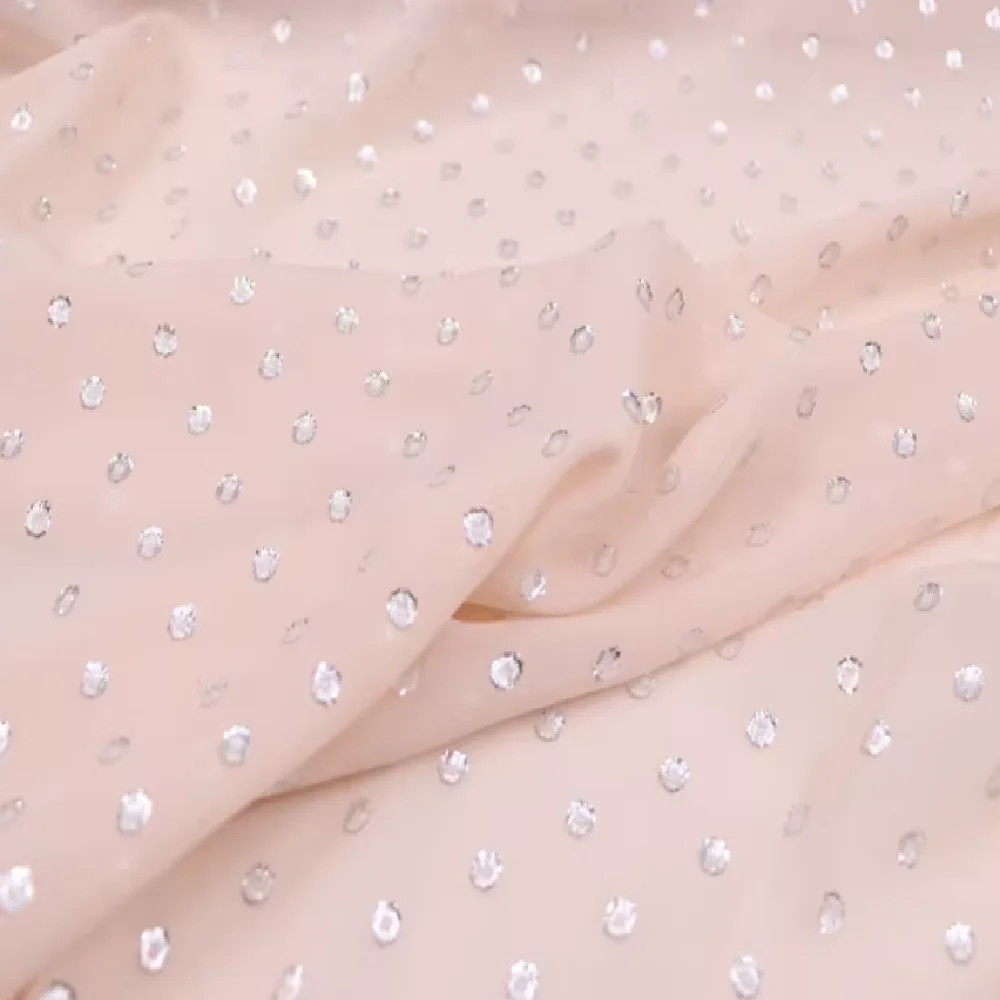 Small Silver Shiny Dots Light Color Silk Lurex Metallic Jacquard Fabric Gentle Soft Comfortable for Lady Summer Clothing Dress
Small Silver Shiny Dots Light Color Silk Lurex Metallic Jacquard Fabric Gentle Soft Comfortable for Lady Summer Clothing Dress