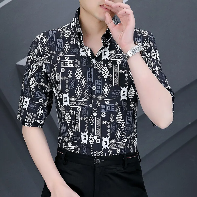Men's Summer Shirts Stand-up Collar Five-point Mid-sleeve Shirt plaid Print Loose Top Casual Thin Ice Silk Soft Blouse
Men's Summer Shirts Stand-up Collar Five-point Mid-sleeve Shirt plaid Print Loose Top Casual Thin Ice Silk Soft Blouse