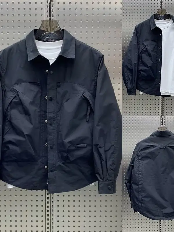 Casual Korean Sle Men's Jaet Spring Autumn Flip Collar Multi-ket Faionable Outerwear Stand Fit Polyester Long Sve
Casual Korean Sle Men's Jaet Spring Autumn Flip Collar Multi-ket Faionable Outerwear Stand Fit Polyester Long Sve