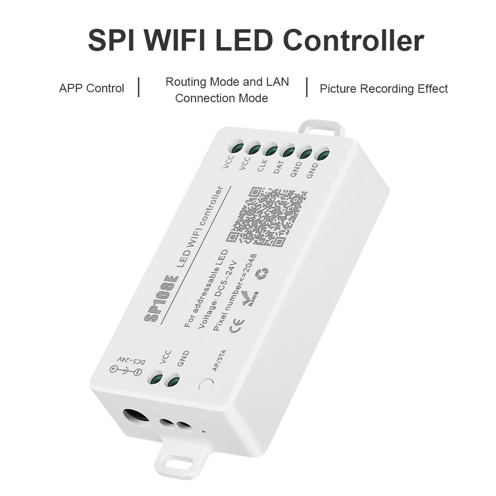 SP108E Светодиодный контроллер Wi-Fi Magic WS2812B WS2813 и т. д. Модуль светодиодной ленты Light Smart APP Беспроводное управление IOS 10/Android 4.4 DC5-24V
SP108E Светодиодный контроллер Wi-Fi Magic WS2812B WS2813 и т. д. Модуль светодиодной ленты Light Smart APP Беспроводное управление IOS 10/Android 4.4 DC5-24V