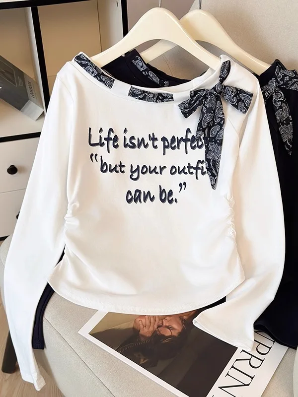 Korean Sle Long Sve Letter Print T-irt Women's Early Autumn Faionable Versatile Small irt Sli Top
Korean Sle Long Sve Letter Print T-irt Women's Early Autumn Faionable Versatile Small irt Sli Top