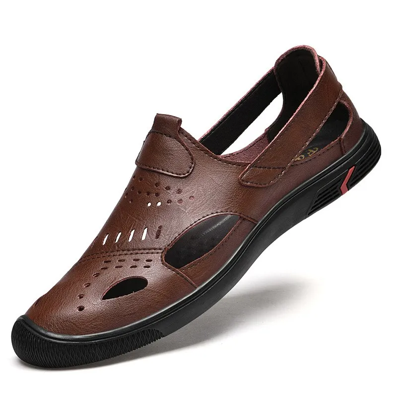 Men's Leather Sandals Breathable Summer Casual Slip-On Shoes Middleaged Elderly Comfortable Beach Shoes Rubber Outsole
Men's Leather Sandals Breathable Summer Casual Slip-On Shoes Middleaged Elderly Comfortable Beach Shoes Rubber Outsole