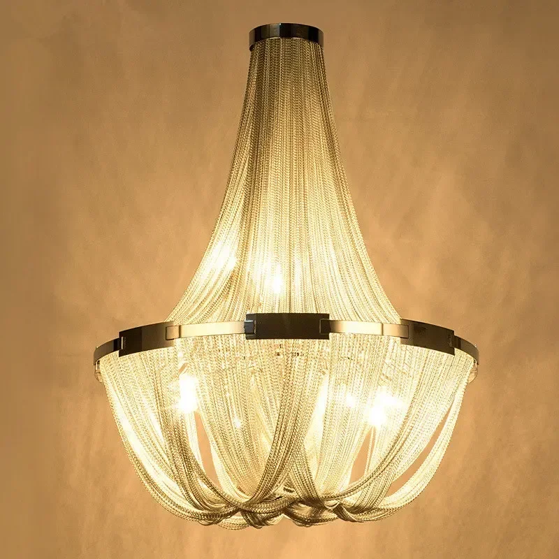 Aluminun Tassel Chain Vintage Chandelier E14 LED Lustres Fashion Designer chain lamps Hanging Lamp
Aluminun Tassel Chain Vintage Chandelier E14 LED Lustres Fashion Designer chain lamps Hanging Lamp