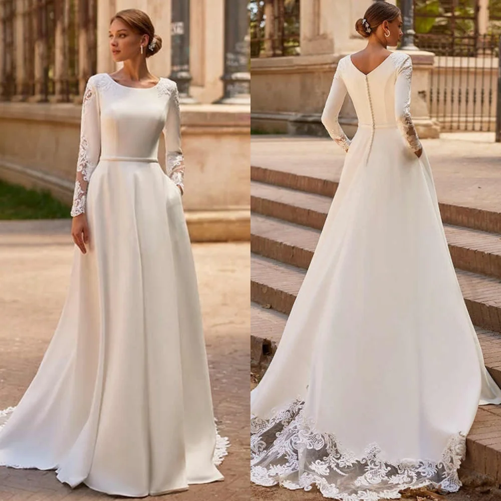 Customized White Jersey Applique A-line O-Neck Long Dresses Exquisite Luxury Temperament Charming Romantic Wedding Dress
Customized White Jersey Applique A-line O-Neck Long Dresses Exquisite Luxury Temperament Charming Romantic Wedding Dress