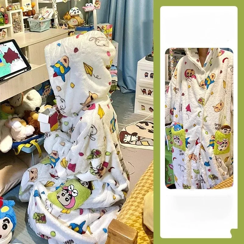 Crayon Shin-Chan Anime Autumn and Winter Hooded Nightgown Girls Home Warm Nightgown Daily Outerwear Kawaii Soft Nightgown
Crayon Shin-Chan Anime Autumn and Winter Hooded Nightgown Girls Home Warm Nightgown Daily Outerwear Kawaii Soft Nightgown