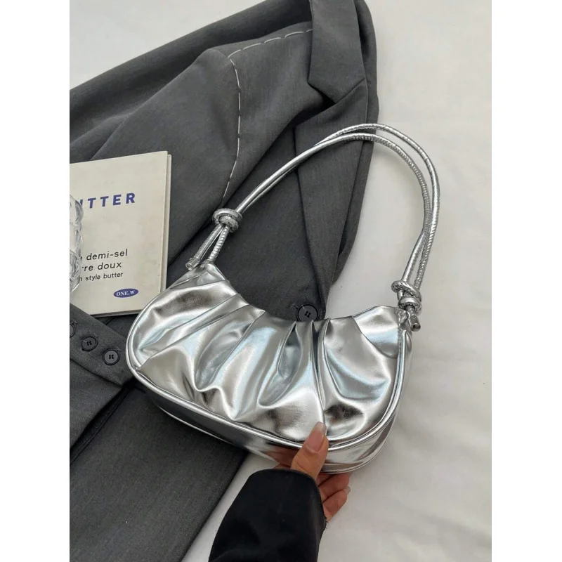 1pc Solid Color Pleated Glossy Cloud-Shaped PU Shoulder , Fashionable Simple Elegant Women's Crescent Bag
1pc Solid Color Pleated Glossy Cloud-Shaped PU Shoulder , Fashionable Simple Elegant Women's Crescent Bag