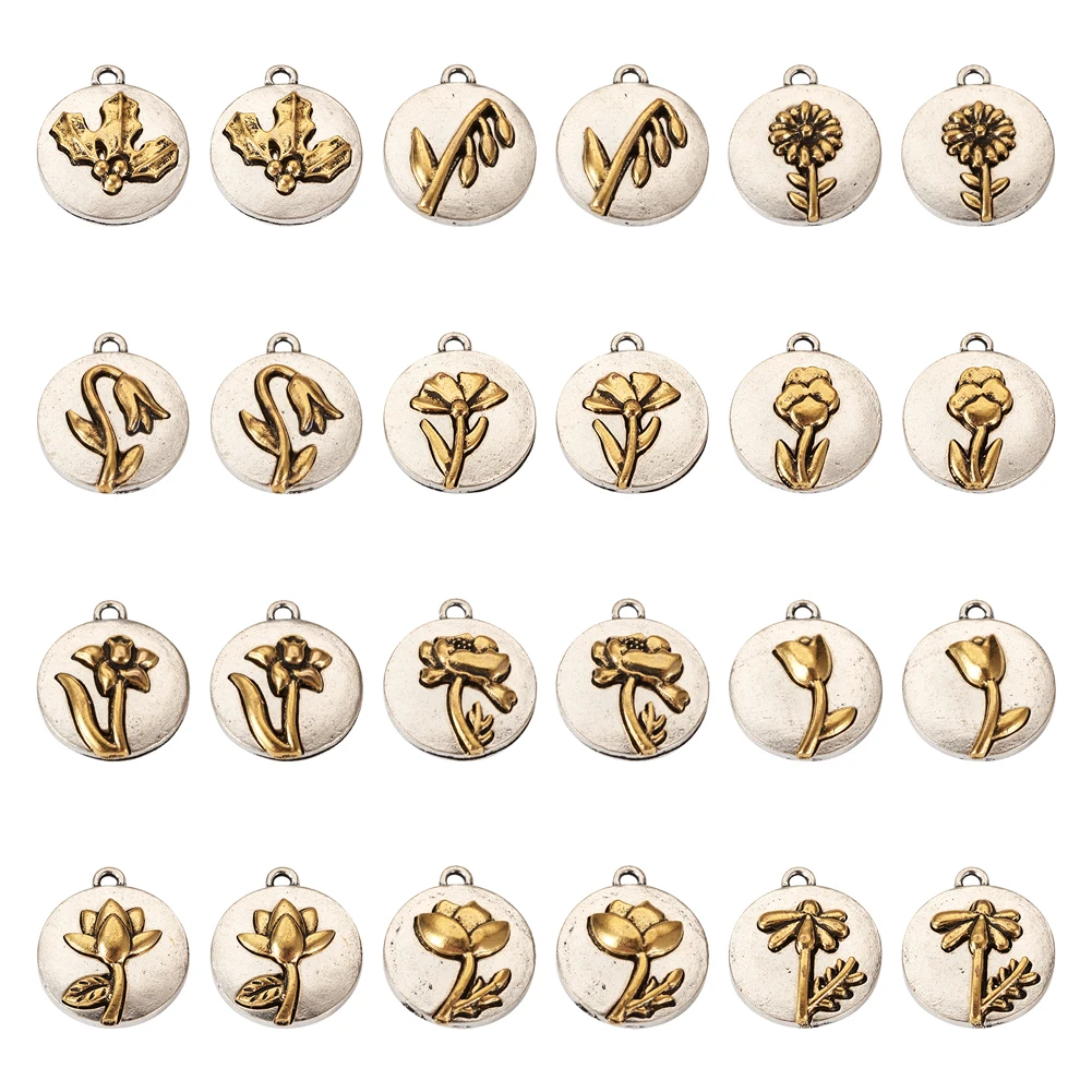 24Pcs Alloy Pendant Flat Round Cute Flower Charm Metal Alloy Charm For Jewelry Making DIY Handmade Craft
24Pcs Alloy Pendant Flat Round Cute Flower Charm Metal Alloy Charm For Jewelry Making DIY Handmade Craft