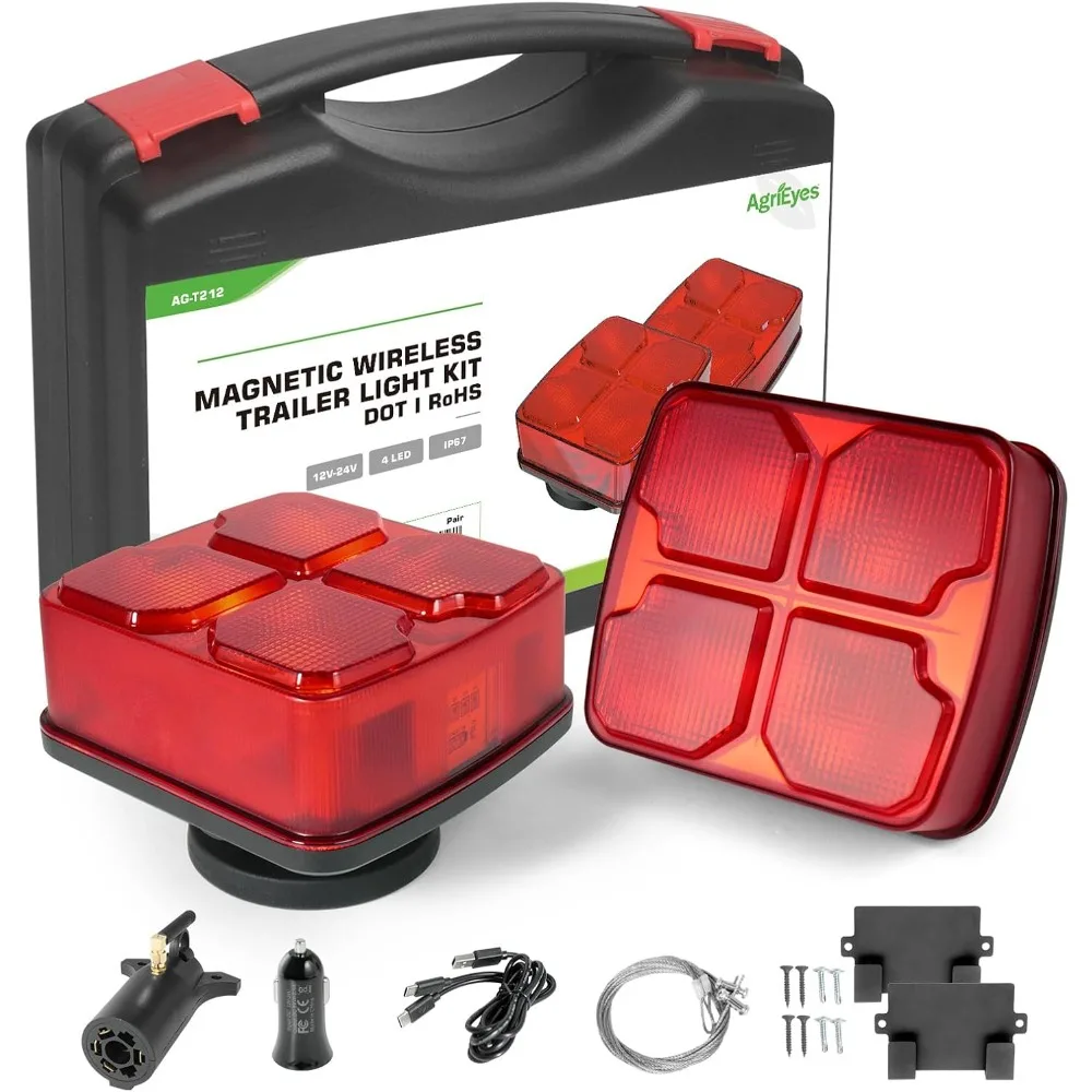 Wireless Trailer Lights Kit for Towing Truck, Rechargeable LED Tow Light with Super Magnetic,7 Way to 4 Way Transmitter
Wireless Trailer Lights Kit for Towing Truck, Rechargeable LED Tow Light with Super Magnetic,7 Way to 4 Way Transmitter