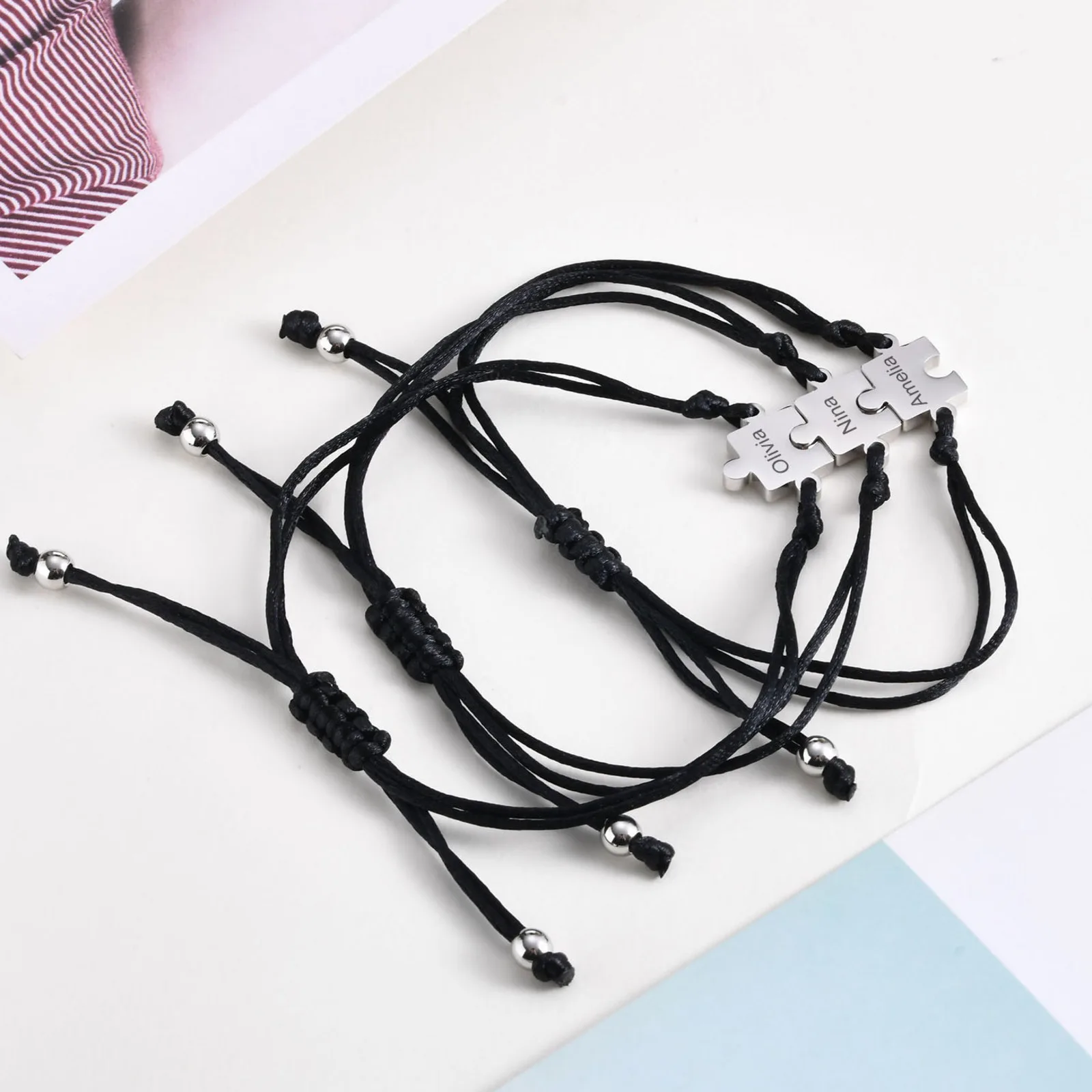 Vnox Free Personalized Text Name Friendship Bracelet Stainless Steel Can Puzzle Charm Bracelet Jewelry Accessories Wholesale
Vnox Free Personalized Text Name Friendship Bracelet Stainless Steel Can Puzzle Charm Bracelet Jewelry Accessories Wholesale