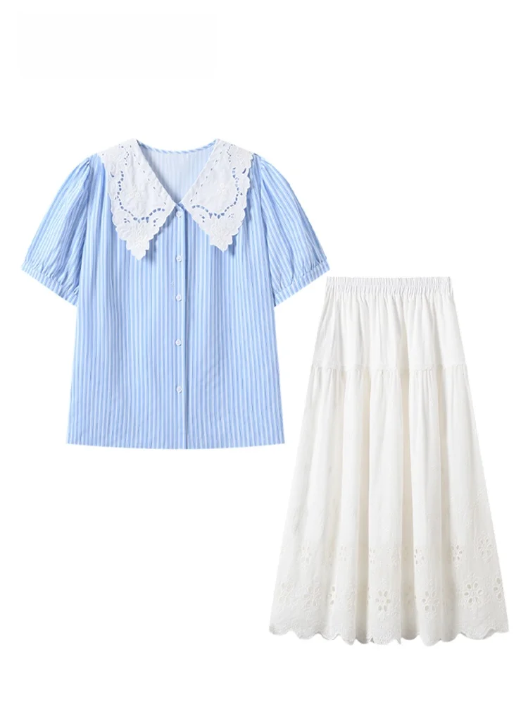 Fashionable Short Sleeve Shirt And Half Skirt Set for plus Size Women Summer New Style Cara CLUB Big Size Little Fragrance Wind
Fashionable Short Sleeve Shirt And Half Skirt Set for plus Size Women Summer New Style Cara CLUB Big Size Little Fragrance Wind