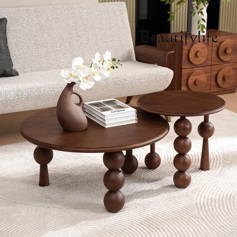 French medieval solid wood coffee table household designer small apartment tea table living room retro small round table designe
French medieval solid wood coffee table household designer small apartment tea table living room retro small round table designe