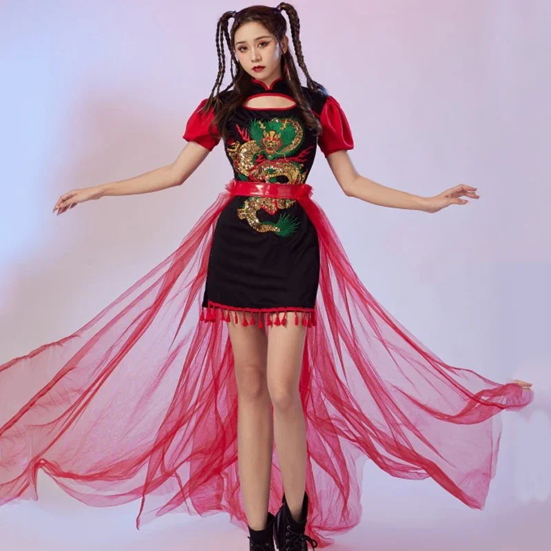 Женские групповые костюмы для джазовых танцев, платье Cheongsam с блестками, красная сетчатая юбка со шлейфом, наряд для рейва, одежда для выступлений на сцене, XS5298
Женские групповые костюмы для джазовых танцев, платье Cheongsam с блестками, красная сетчатая юбка со шлейфом, наряд для рейва, одежда для выступлений на сцене, XS5298