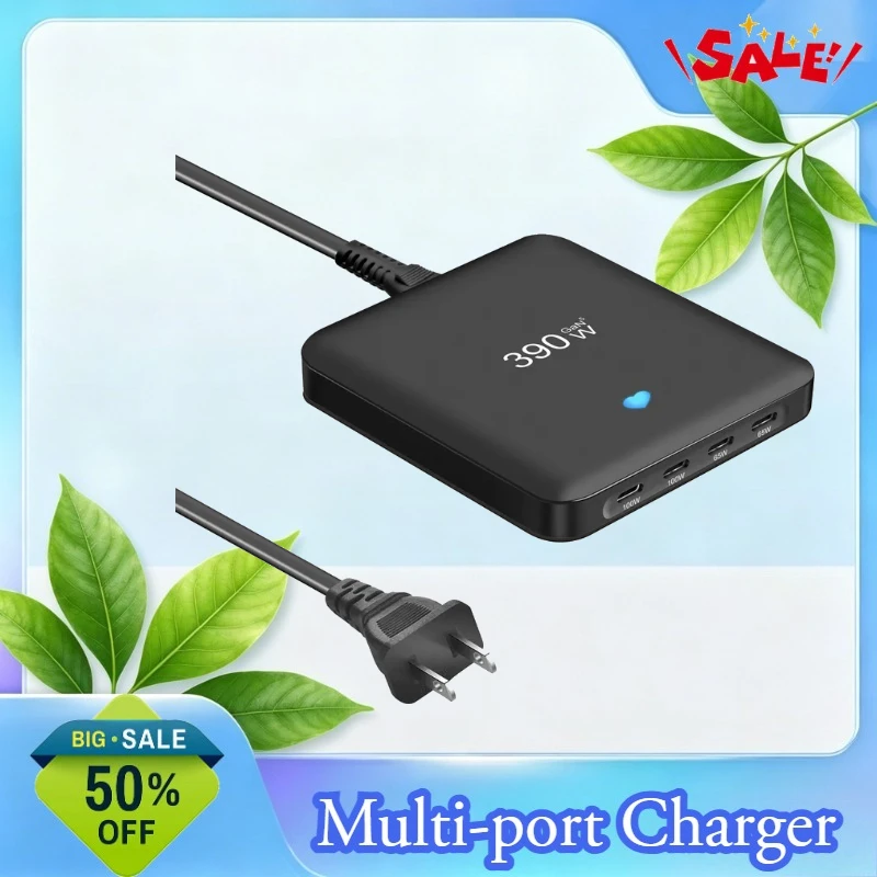 390W Mini Ultra-Thin Desktop Charger for GaN 4C2A Multi-Port Adapter with 100W Mini Direct Charging
390W Mini Ultra-Thin Desktop Charger for GaN 4C2A Multi-Port Adapter with 100W Mini Direct Charging