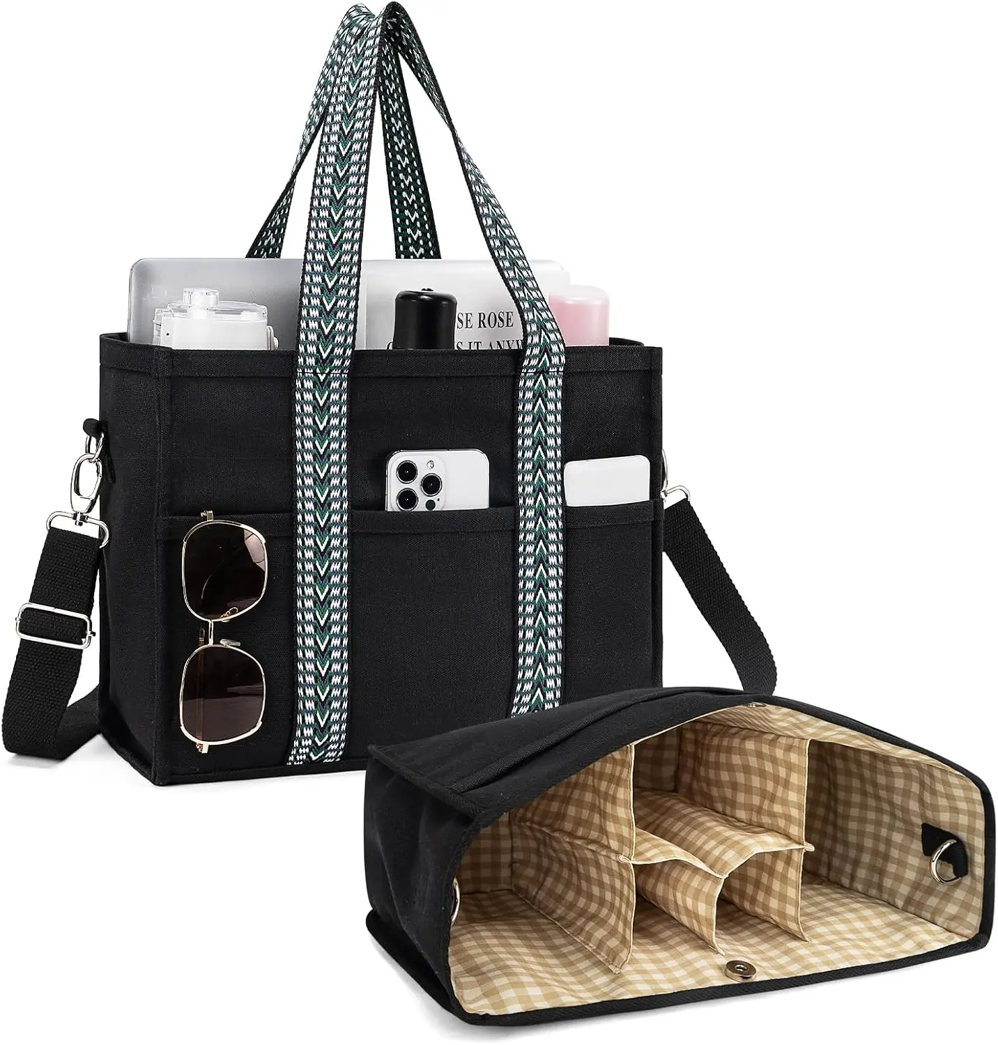 Canvas Tote Bag Set with Purse Bag Organizer Insert, Travel Tote Handbag Shoulder Bag with Zipper Crossbody Purse For Women
Canvas Tote Bag Set with Purse Bag Organizer Insert, Travel Tote Handbag Shoulder Bag with Zipper Crossbody Purse For Women