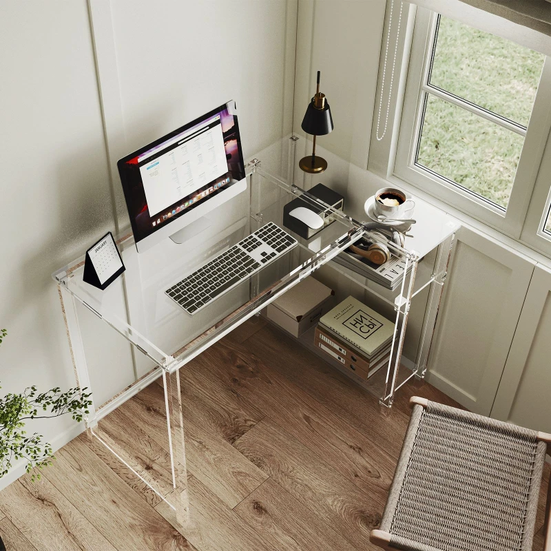 Nordic ins style acrylic table suspended household creative transparent desk computer table L-shaped desk spot
Nordic ins style acrylic table suspended household creative transparent desk computer table L-shaped desk spot