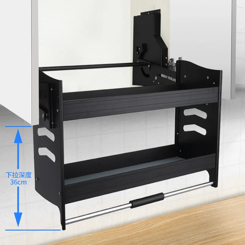 Lifting storage hanging , kitchen cabinet, black aluminum alloy lift drop basket
Lifting storage hanging , kitchen cabinet, black aluminum alloy lift drop basket