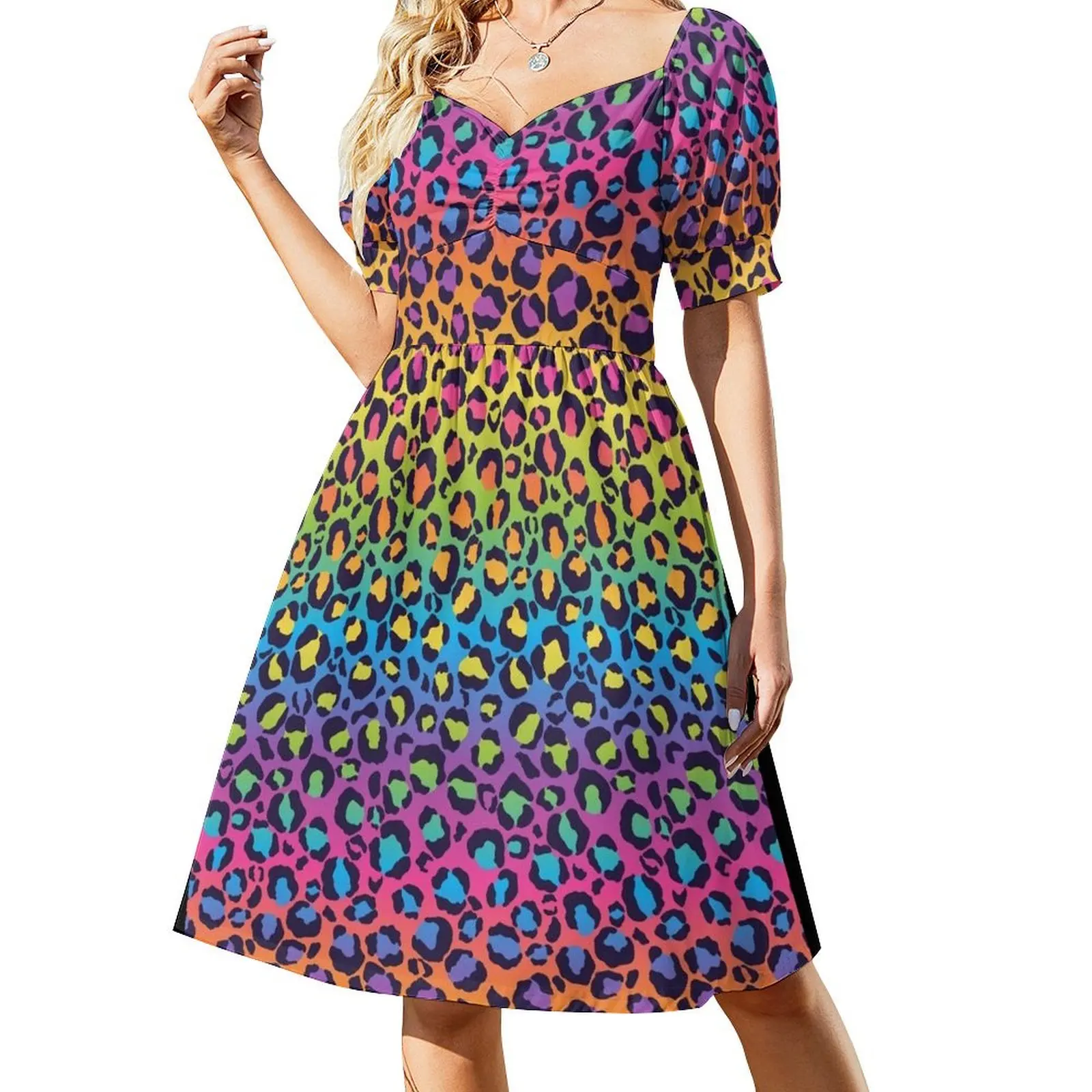 Bright Rainbow Ombre Gradient Leopard Print Pattern Short Sleeved Dress summer women's suit Dress
Bright Rainbow Ombre Gradient Leopard Print Pattern Short Sleeved Dress summer women's suit Dress