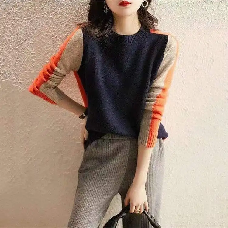 Faionable round Ne Splice Color Knitted Sweater Women's Loose Fit Autumn Winter Cotton Basic Sle Slimming Versatile Swe...
Faionable round Ne Splice Color Knitted Sweater Women's Loose Fit Autumn Winter Cotton Basic Sle Slimming Versatile Swe...