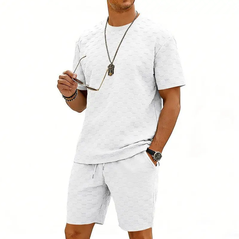 Summer Casual Plaid Short Sleeve Loose Shoulder round Neck Short Pants Set Men's Comfortable Breathable Sportswear Ensemble
Summer Casual Plaid Short Sleeve Loose Shoulder round Neck Short Pants Set Men's Comfortable Breathable Sportswear Ensemble