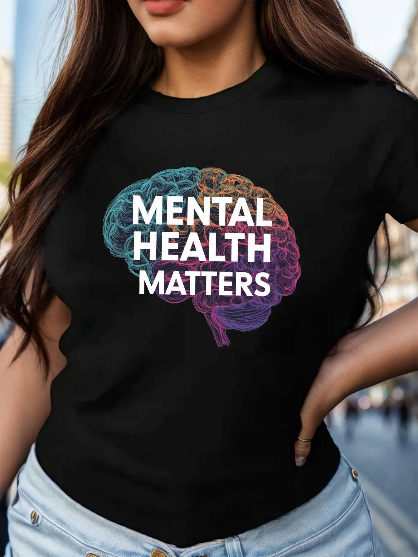 Mental Health Issues Printed T-Shirt, Casual Crew Neck Short Sleeve T-Shirt Spring/Summer, Women's Clothing
Mental Health Issues Printed T-Shirt, Casual Crew Neck Short Sleeve T-Shirt Spring/Summer, Women's Clothing