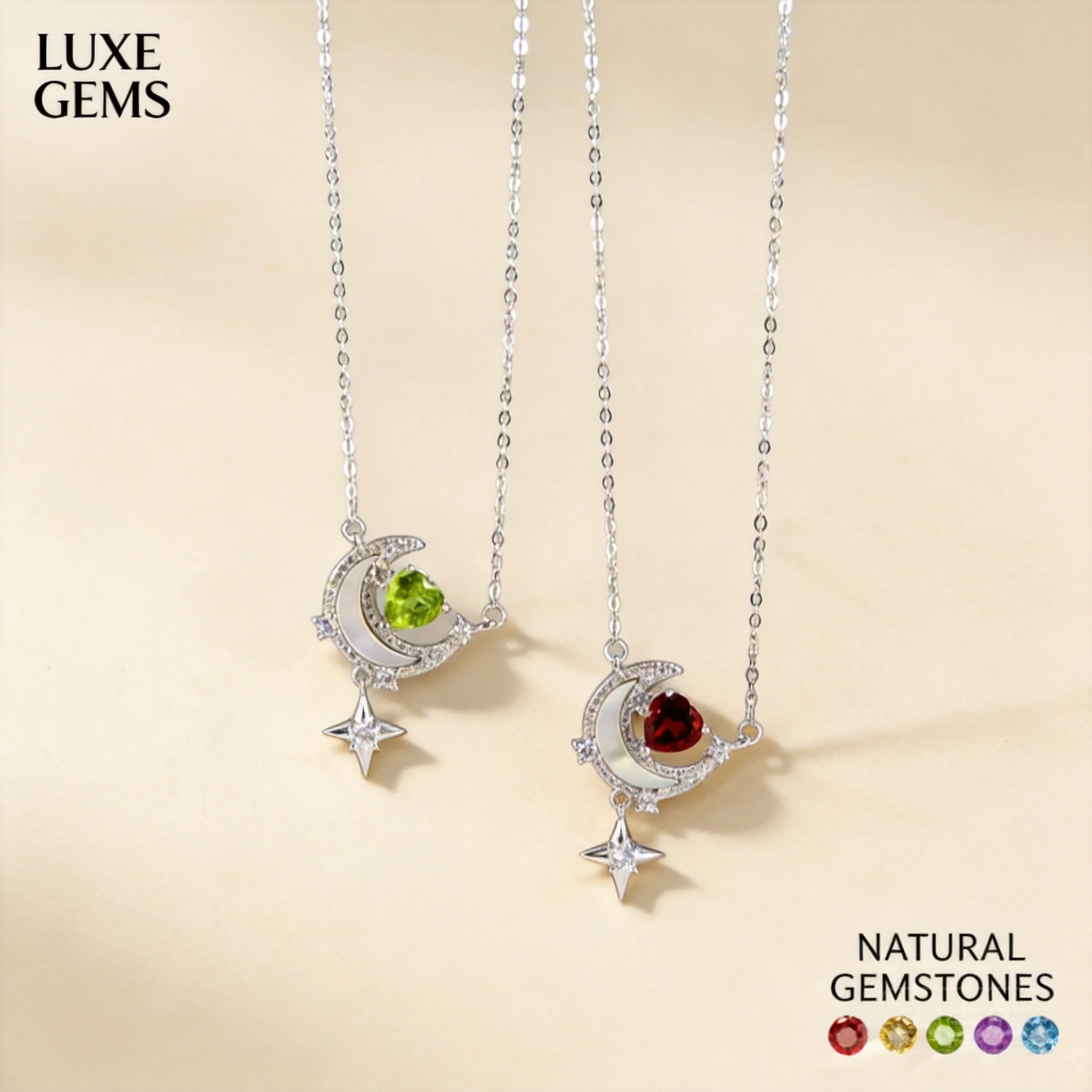 Chinese Style Good Luck Blessing S925 Sterling Silver Necklace Natural Crystal Heart Garnet Peridot Topaz Moon Star Pendant Clav
Chinese Style Good Luck Blessing S925 Sterling Silver Necklace Natural Crystal Heart Garnet Peridot Topaz Moon Star Pendant Clav