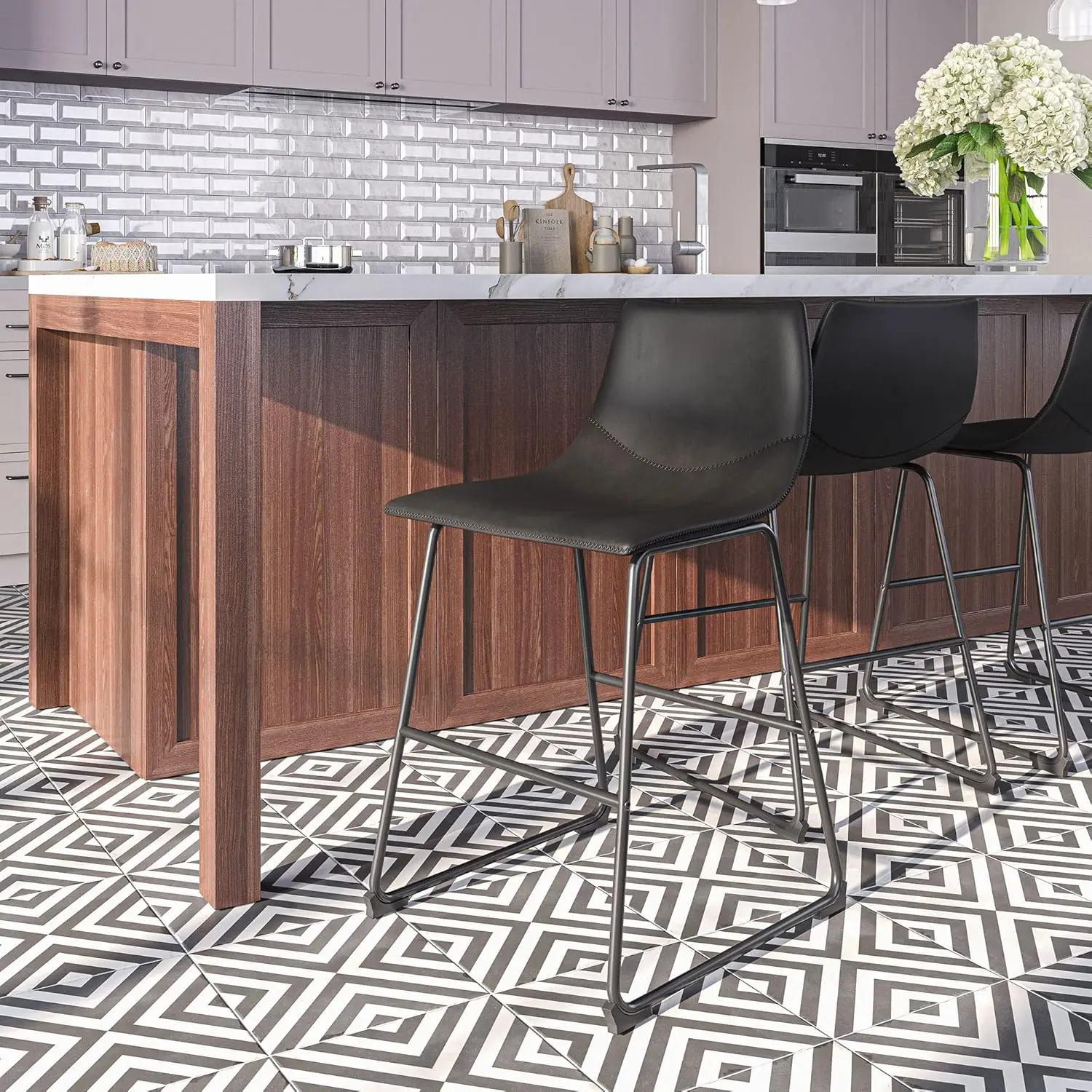 Faux Leather Counter Height Bar Stools Set Of 2, Modern Upholstered Bar Chairs Molded Low Ba Dining Chairs For Kitchen Island
Faux Leather Counter Height Bar Stools Set Of 2, Modern Upholstered Bar Chairs Molded Low Ba Dining Chairs For Kitchen Island