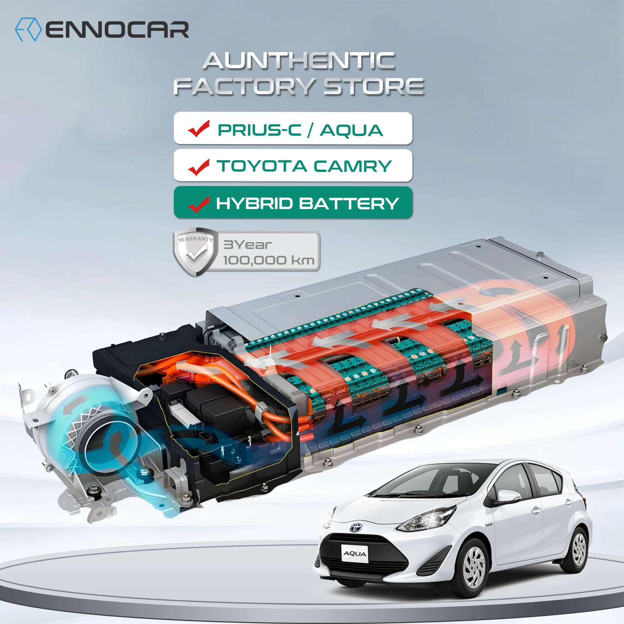 Prismatic Ni-MH 7.2V 6.5Ah Hybrid Battery Module Replacement for Toyota Prius Camry Corolla RAV4 1.2V x6
Prismatic Ni-MH 7.2V 6.5Ah Hybrid Battery Module Replacement for Toyota Prius Camry Corolla RAV4 1.2V x6