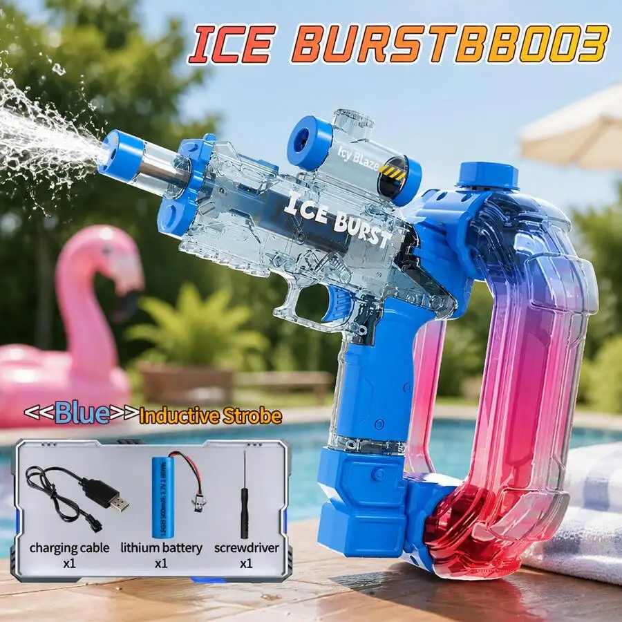 Blue ICE BURST Electric Water Blaster With LED Light Effects, Detachable Large-Capacity Drum, 8M Spray Range, Rechargeable Battery, Summer Outdoor Party Favors For Kids,Toys For Girl, Pool Toys, Beach Toys, Water Guns, Water Toys, Splat Gun.
Blue ICE BURST Electric Water Blaster With LED Light Effects, Detachable Large-Capacity Drum, 8M Spray Range, Rechargeable Battery, Summer Outdoor Party Favors For Kids,Toys For Girl, Pool Toys, Beach Toys, Water Guns, Water Toys, Splat Gun.