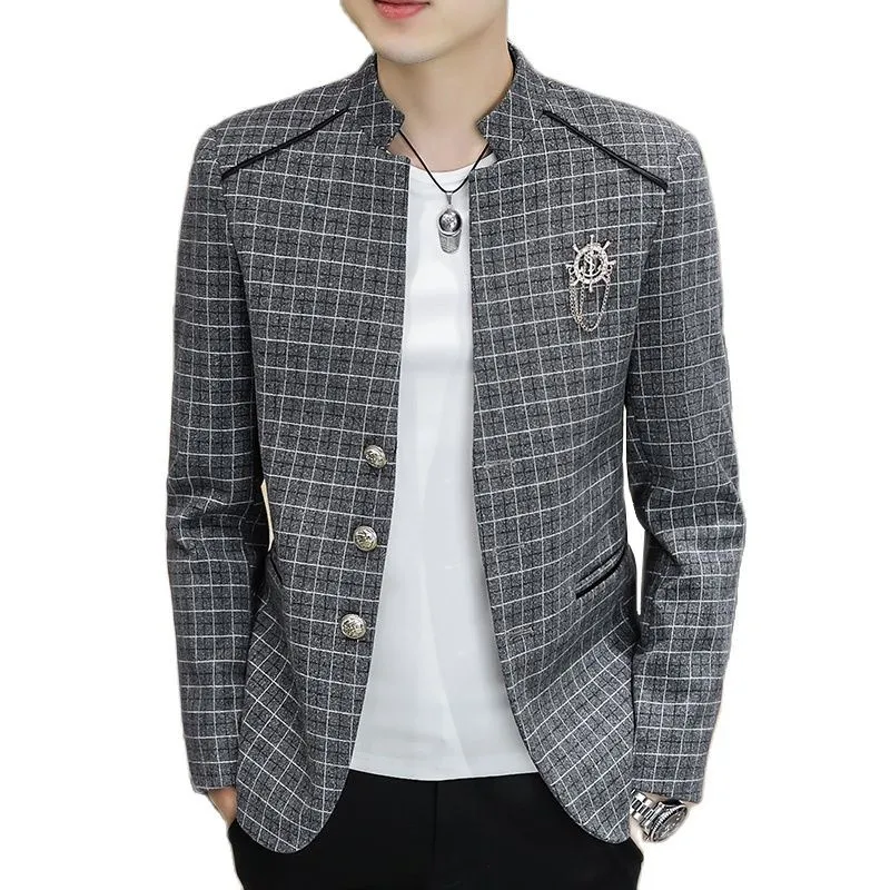 Fashion Business Banquet Plaid Suit Men Casual Coat Classic Elegant Men's Wedding Party Dress Male Stand Collar Blazers Jackets
Fashion Business Banquet Plaid Suit Men Casual Coat Classic Elegant Men's Wedding Party Dress Male Stand Collar Blazers Jackets