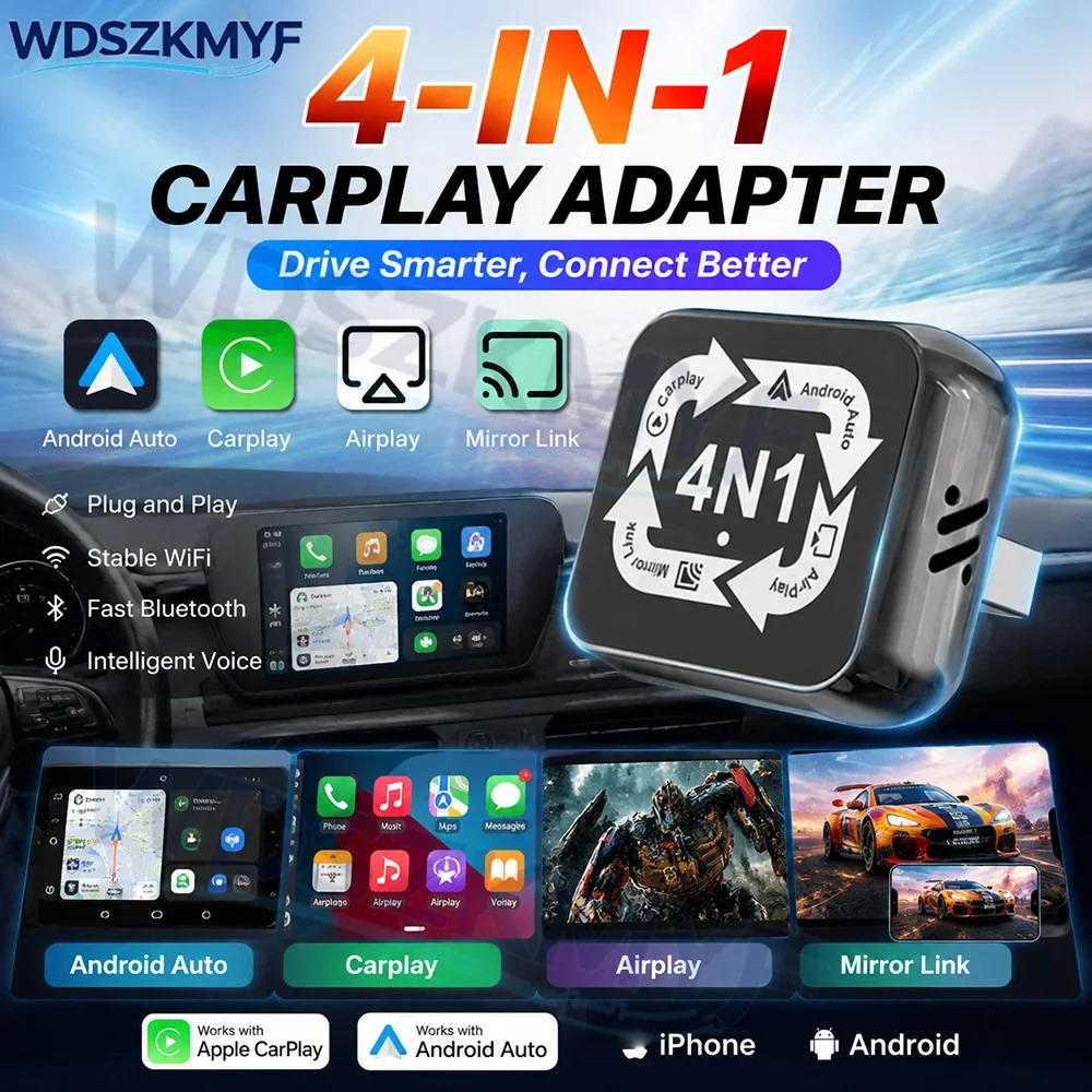 4-in-1 Car AI Box Wired to Wireless Carplay Android Auto Adapter Airplay MirrorLink For Built-in CarPlay Fit VW FAIT Benz
4-in-1 Car AI Box Wired to Wireless Carplay Android Auto Adapter Airplay MirrorLink For Built-in CarPlay Fit VW FAIT Benz