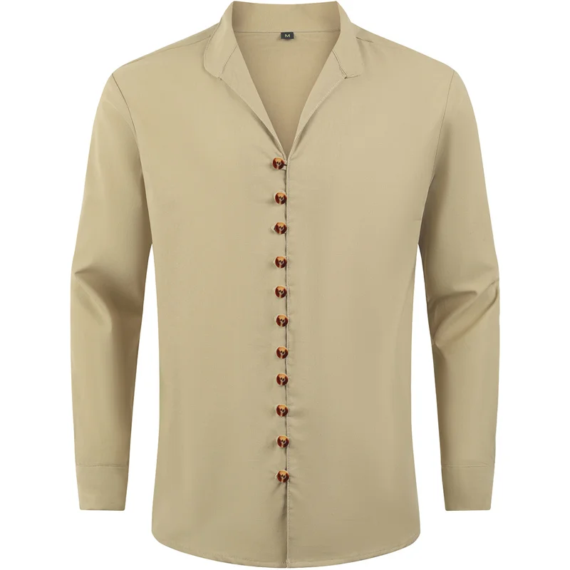 Men Stand Collar Button Up White Black Blue Solid Long Sleeve Shirt Vintage Cotton Plus Size Tops
Men Stand Collar Button Up White Black Blue Solid Long Sleeve Shirt Vintage Cotton Plus Size Tops