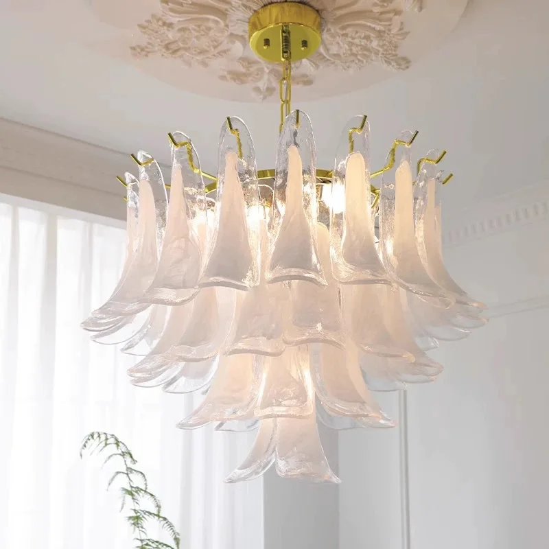 Modern Vintage Milk White Petal Crystal Glass for Living Dining Table Room Bedroom Art Home Design Chain Hanging Light Fixture 
Modern Vintage Milk White Petal Crystal Glass for Living Dining Table Room Bedroom Art Home Design Chain Hanging Light Fixture
