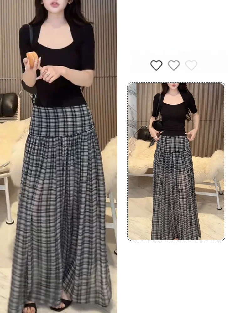 Summer Fashion Women's Slim Fit Long Sleeve T-Shirt And Plaid Skirt Two-Piece Set Breathable Casual Wear for Adults
Summer Fashion Women's Slim Fit Long Sleeve T-Shirt And Plaid Skirt Two-Piece Set Breathable Casual Wear for Adults