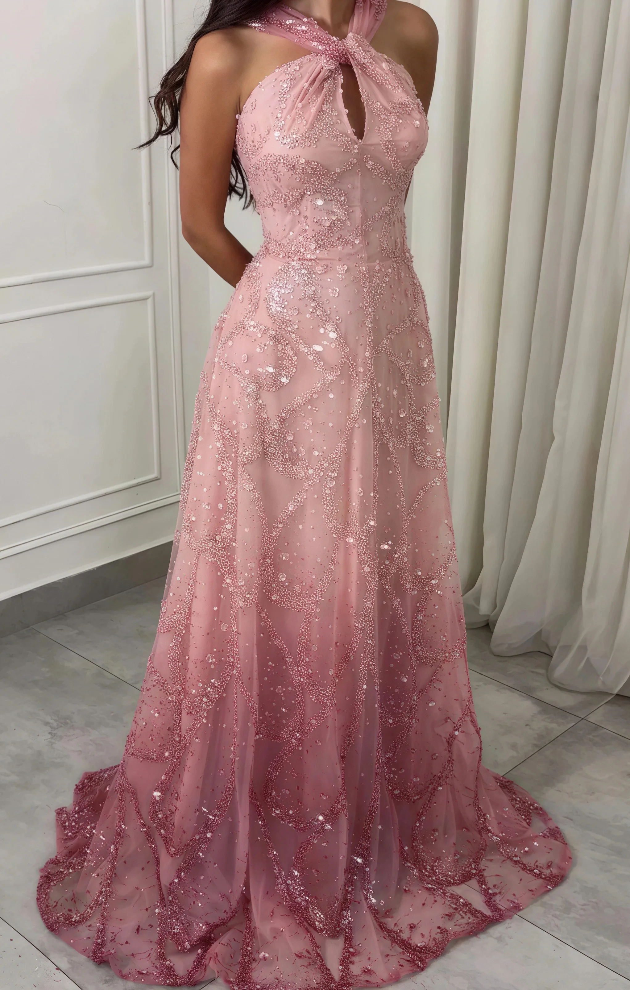 Customized Gradient Pink A Line Evening Dress Criss-cross Luxury Beaded Sequin Tulle Dubai Arabic Women Formal Prom Vestidos
Customized Gradient Pink A Line Evening Dress Criss-cross Luxury Beaded Sequin Tulle Dubai Arabic Women Formal Prom Vestidos