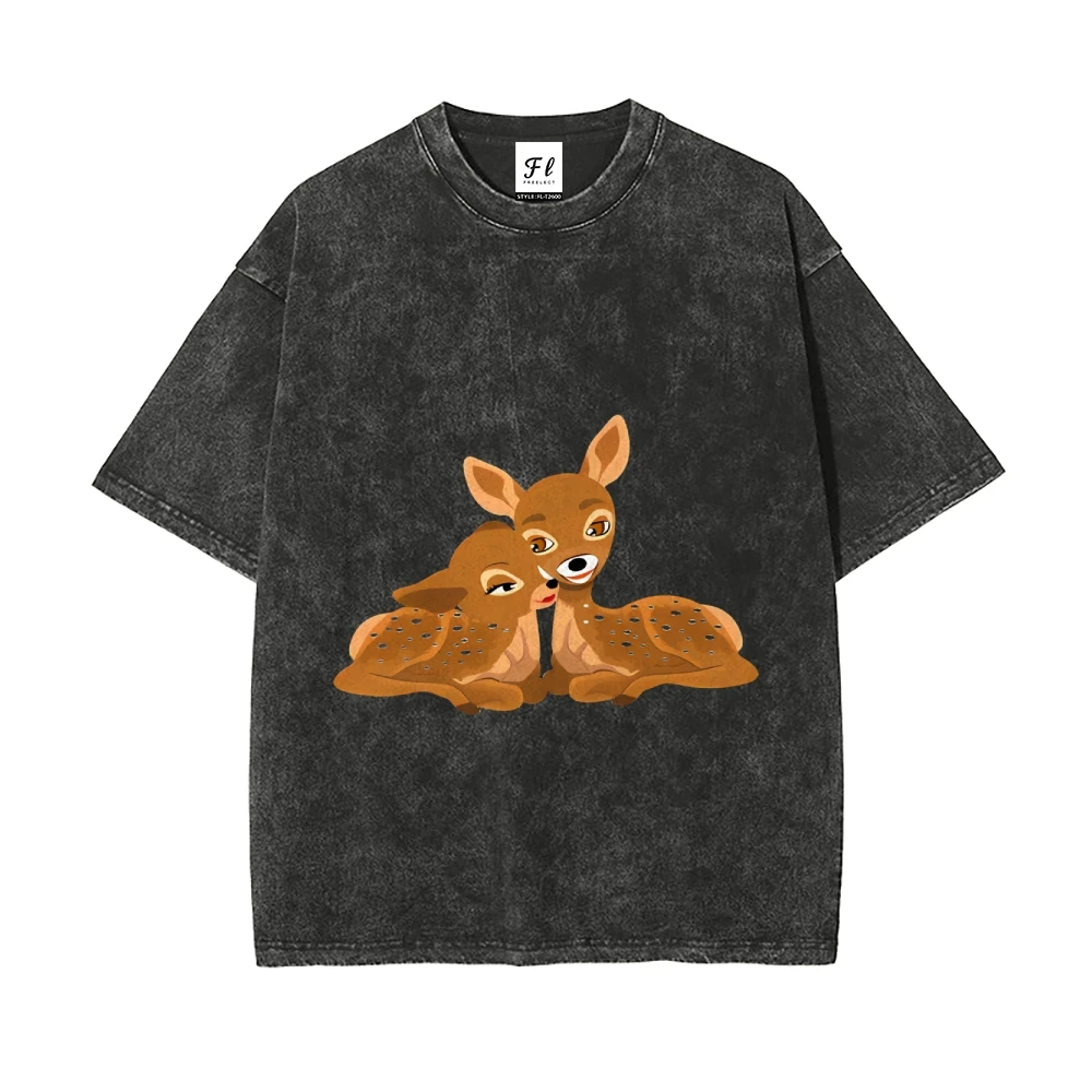 Unisex Beige Washed T - Shirt, Cuddling Deer Pair Graphic Print, Cozy Nature Design, Casual Short - Sleeve Tee
Unisex Beige Washed T - Shirt, Cuddling Deer Pair Graphic Print, Cozy Nature Design, Casual Short - Sleeve Tee