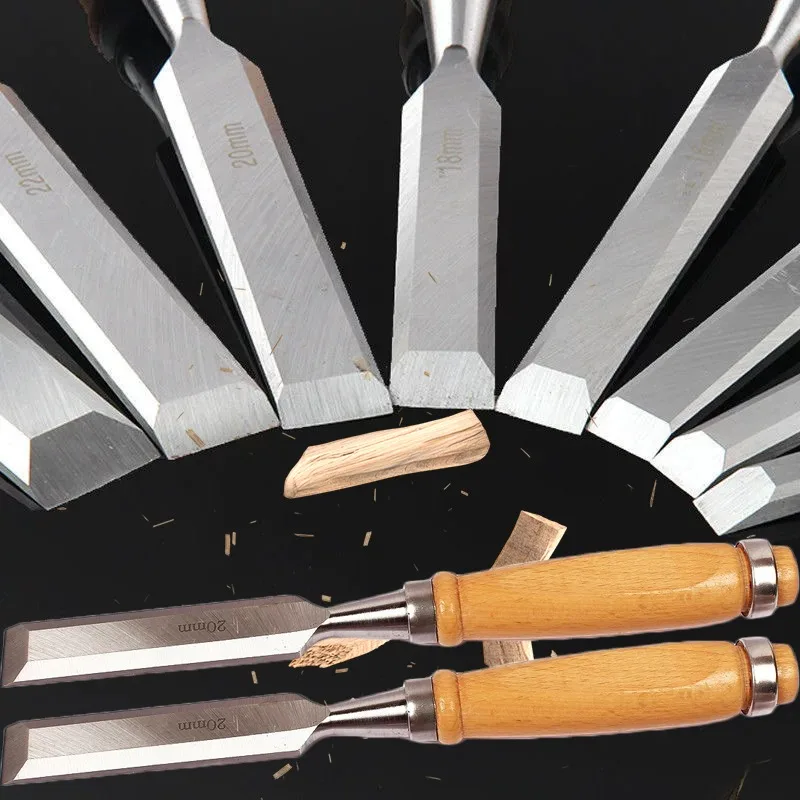1/4pcs Woodworking Solid Beech Handle Chisels Professional Carpentry Flat Chisel DIY Woodcut Gouges Carving Knife Hand Tools