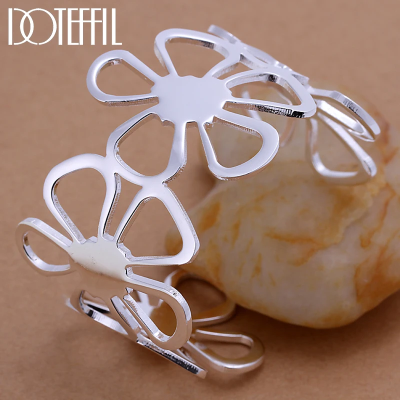 DOTEFFIL 925 Sterling Silver Big Flower Bangle Bracelet For Woman Wedding Engagement Fashion Charm Party Jewelry
DOTEFFIL 925 Sterling Silver Big Flower Bangle Bracelet For Woman Wedding Engagement Fashion Charm Party Jewelry