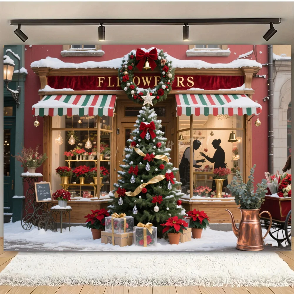Christmas Festival Vinyl Backdrop Florist Shop Xmas Tree Snowy Street Background for Party Decoration Photography Needs
Christmas Festival Vinyl Backdrop Florist Shop Xmas Tree Snowy Street Background for Party Decoration Photography Needs
