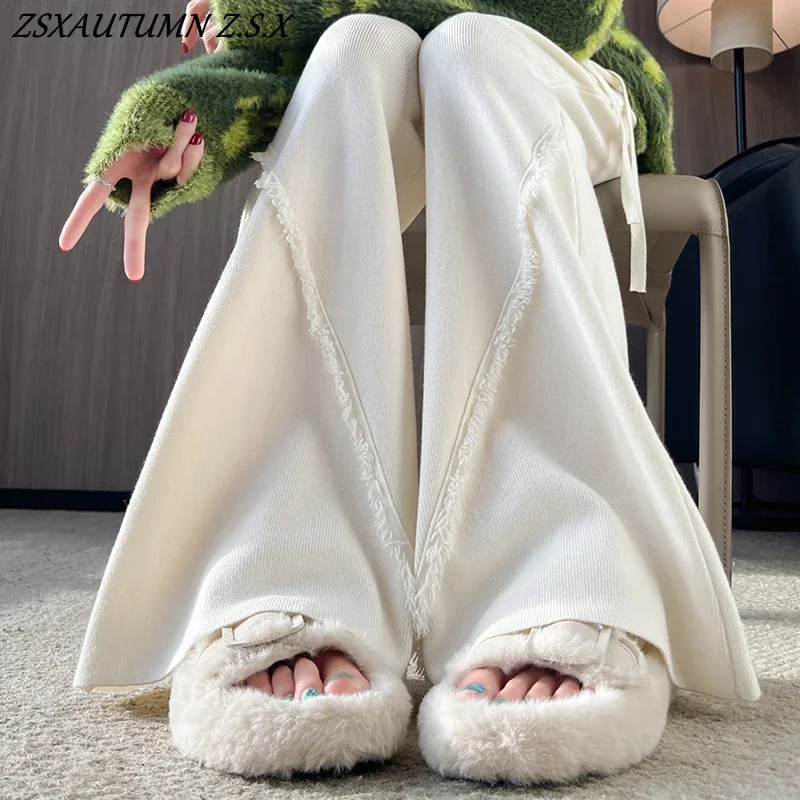 Tassel Knitted Pants Women Autumn Winter New High Waist Casual Bell Bottoms Female Korean Fashion Drawstring Trousers
Tassel Knitted Pants Women Autumn Winter New High Waist Casual Bell Bottoms Female Korean Fashion Drawstring Trousers