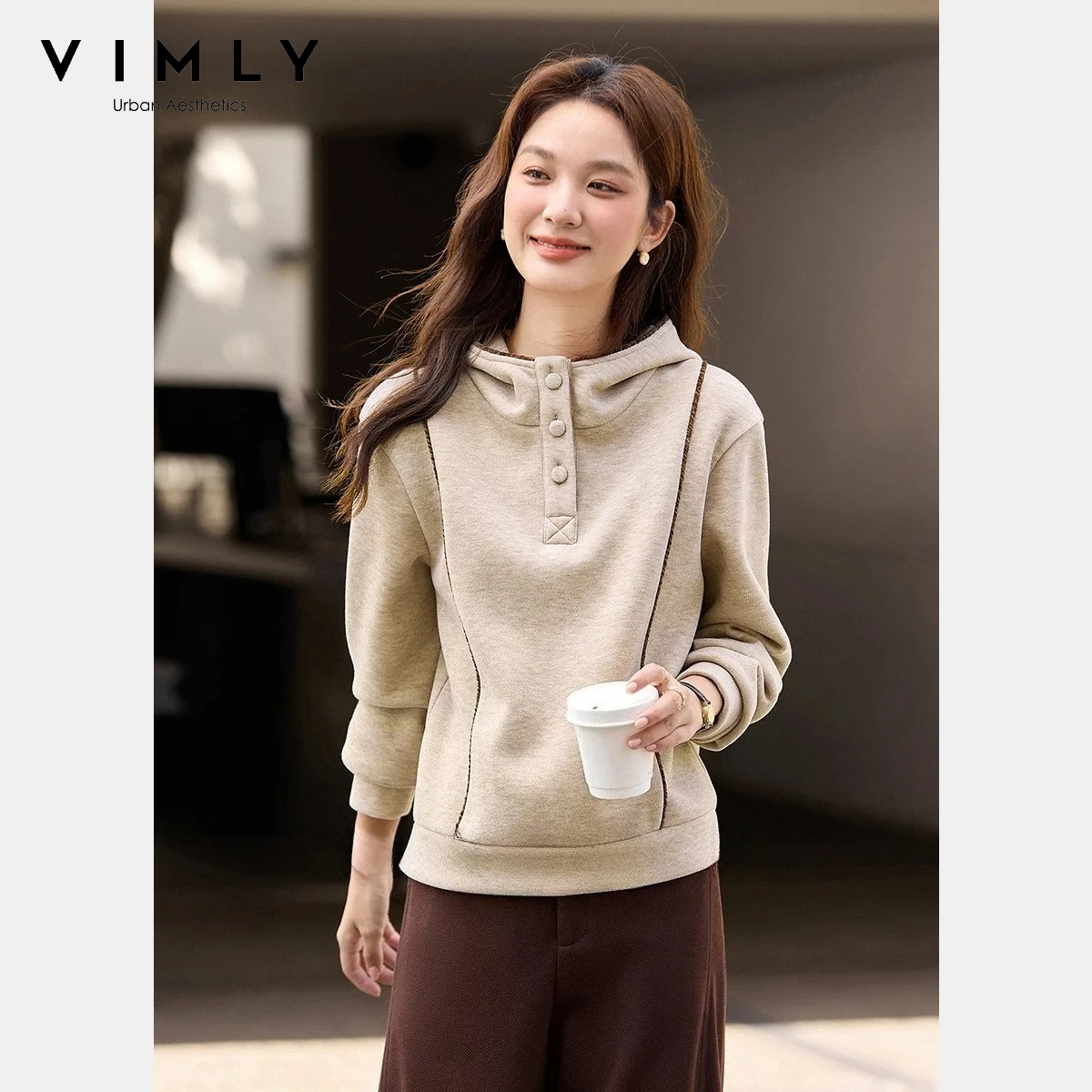 Женские флисовые толстовки VIMLY, осень 2022, контрастный цвет, лямки с капюшоном и воротником-стойкой, шикарная повседневная женская одежда A3370
Женские флисовые толстовки VIMLY, осень 2022, контрастный цвет, лямки с капюшоном и воротником-стойкой, шикарная повседневная женская одежда A3370