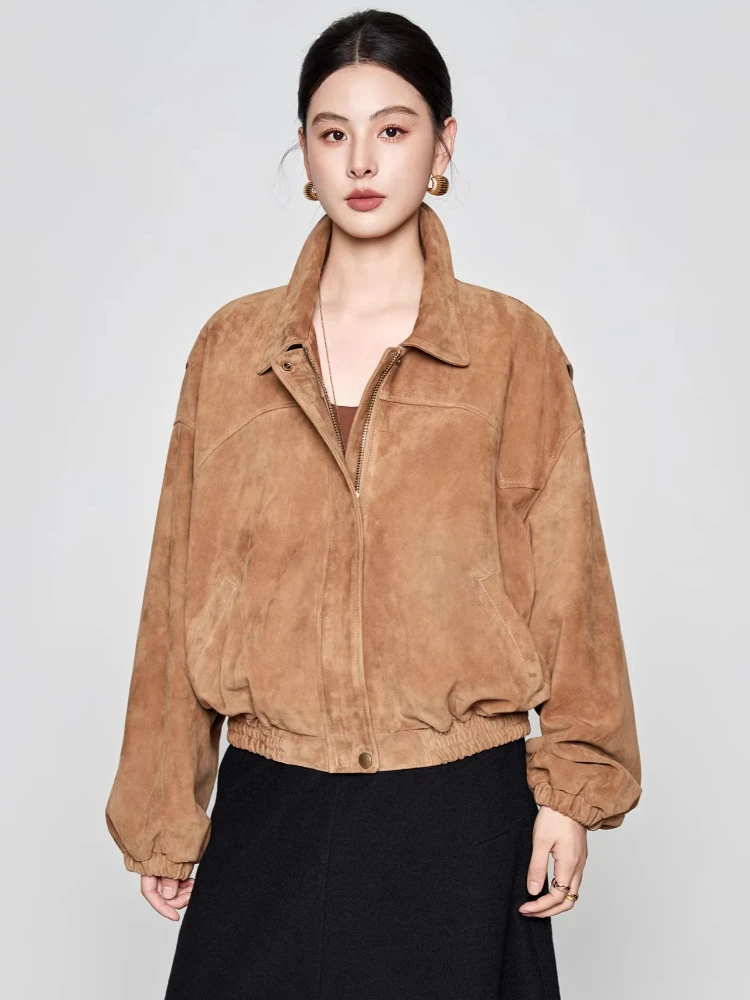 Casual Short Genuine Leather Motorcycle Jackets for Women Spring Autumn High-end Simple Loose Vintage Real Goatskin Suede Coat
Casual Short Genuine Leather Motorcycle Jackets for Women Spring Autumn High-end Simple Loose Vintage Real Goatskin Suede Coat