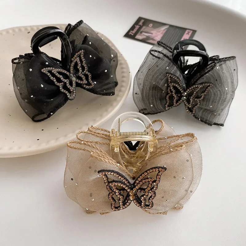New Mesh Bow Rhinestones Hair Clip for Women Large Temperament Non-Slip Claws Hair Claw Clips Girls Hair Accessories
New Mesh Bow Rhinestones Hair Clip for Women Large Temperament Non-Slip Claws Hair Claw Clips Girls Hair Accessories