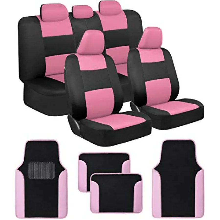 PolyPro Pink Car Seat Covers Full Set with 4-Piece Car Floor Mats - Two-Tone Seat Covers for Cars with Carpet Interior Covers f
PolyPro Pink Car Seat Covers Full Set with 4-Piece Car Floor Mats - Two-Tone Seat Covers for Cars with Carpet Interior Covers f
