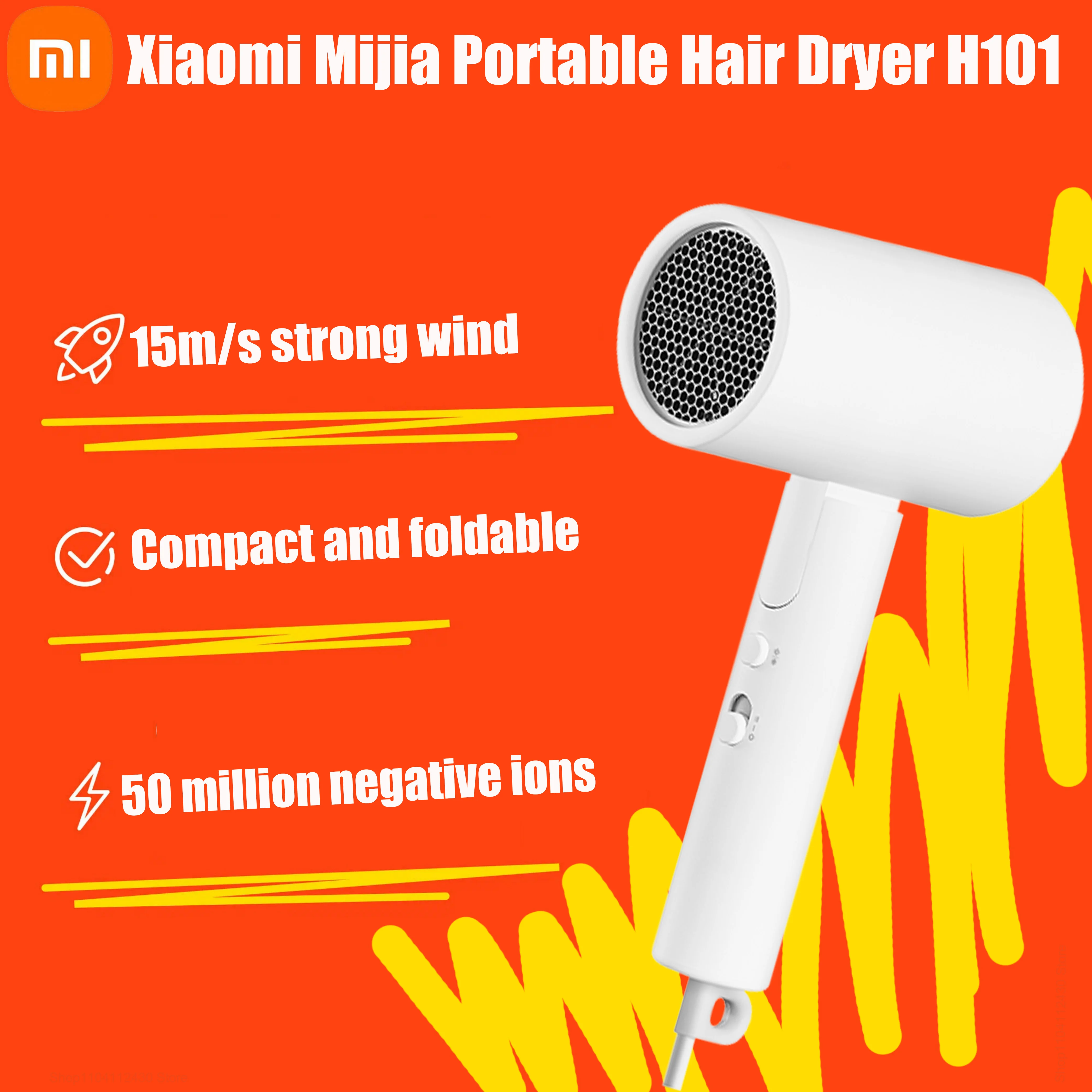 XIAOMI MIJIA Портативный анионовый фен H101 Быстросохнущий Профессиональный складной 1600 Вт 50 миллионов отрицательных лонов Уход за волосами для дома и путешествий
XIAOMI MIJIA Портативный анионовый фен H101 Быстросохнущий Профессиональный складной 1600 Вт 50 миллионов отрицательных лонов Уход за волосами для дома и путешествий