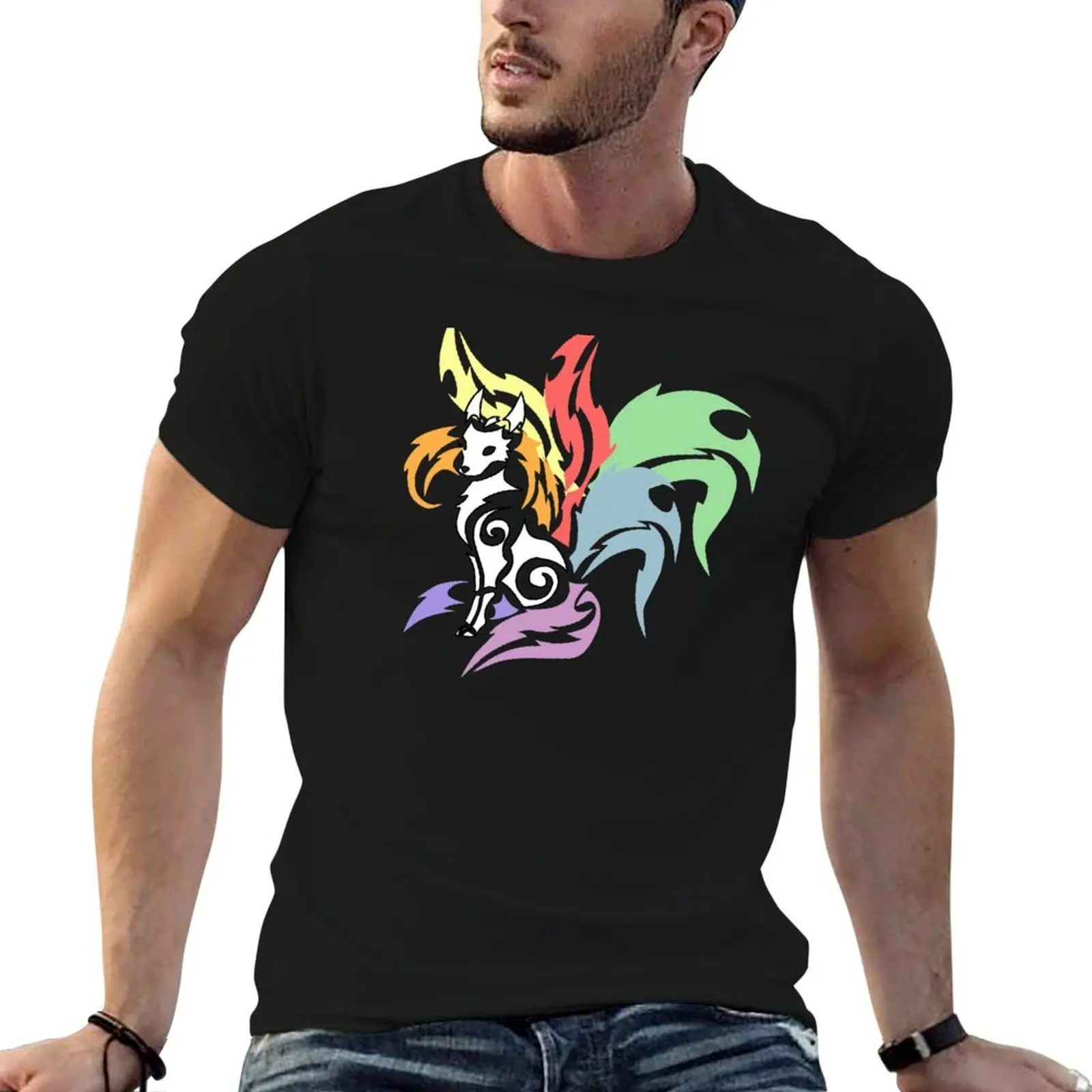 Seven Tailed Fox Kitsune Gumiho with rainbow tails T-Shirt t shirts with prints funny t shirts man T-Shirt
Seven Tailed Fox Kitsune Gumiho with rainbow tails T-Shirt t shirts with prints funny t shirts man T-Shirt