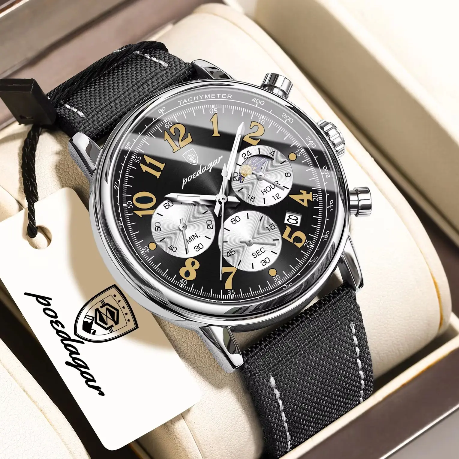 POEDAGAR Luxury Men's Watch Waterproof Luminous Date Chronograph Military Man Clock Nylon Leather Quartz Fashion Watches For Men
POEDAGAR Luxury Men's Watch Waterproof Luminous Date Chronograph Military Man Clock Nylon Leather Quartz Fashion Watches For Men