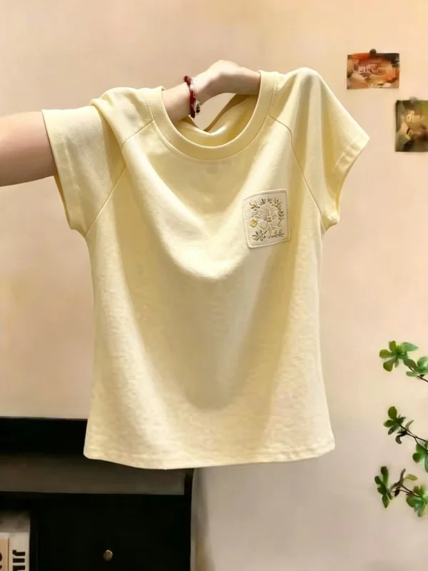 Slimming Effect Yellow round Neck Short Sleeve T-shirt Base Shirt Fashionable Casual Style Women's plus Size Inner Wear Top
Slimming Effect Yellow round Neck Short Sleeve T-shirt Base Shirt Fashionable Casual Style Women's plus Size Inner Wear Top